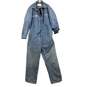 VTG Dakota Coveralls Mens Size Large Blue Twill Insulated Workwear Jumpsuit